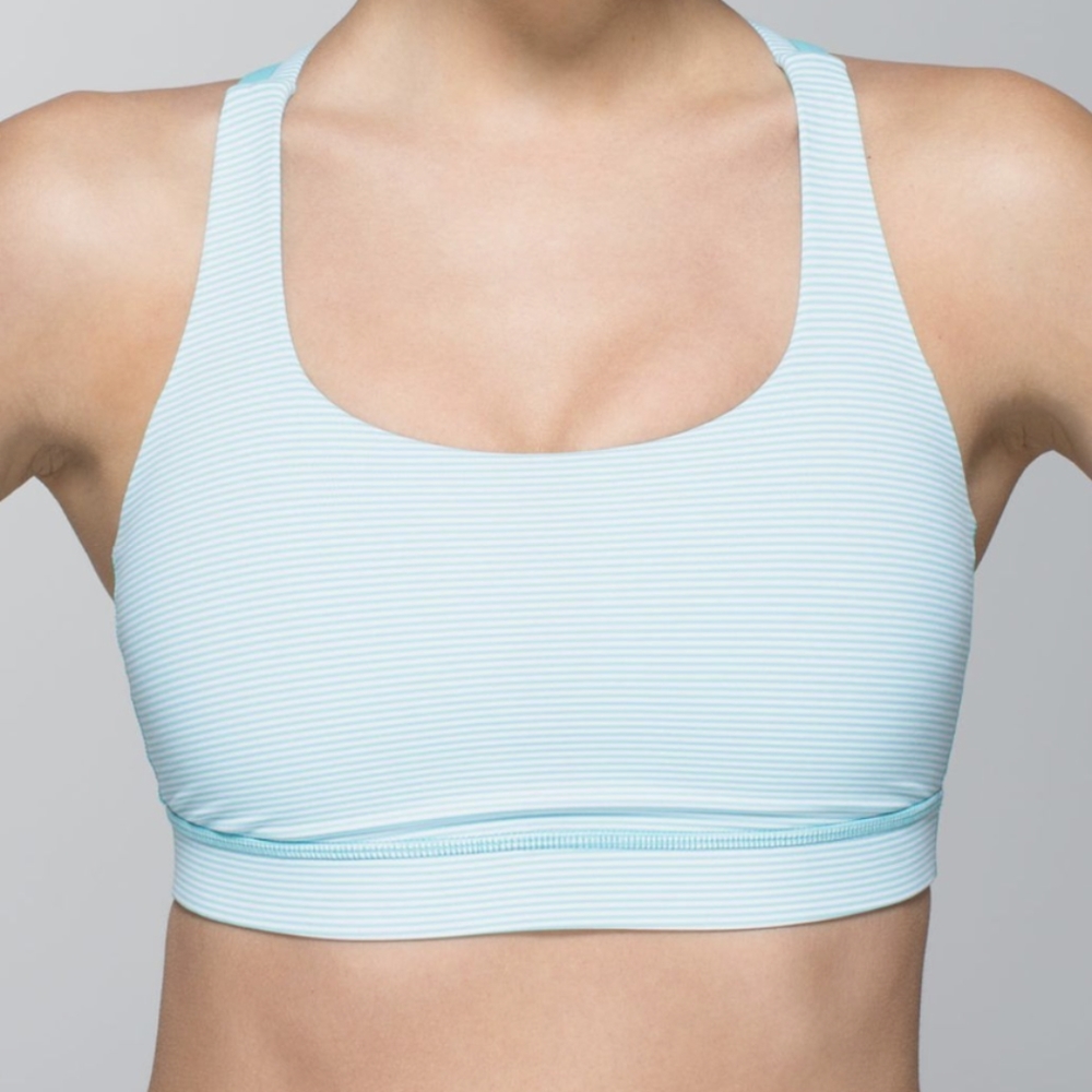Lululemon Energy Bra Tonka Stripe in Angel Blue and White